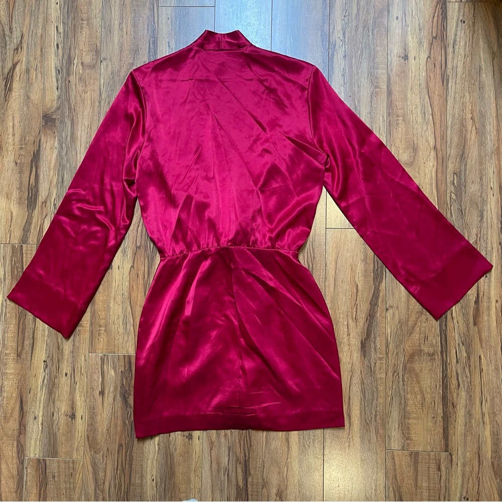 Michelle Mason 100% Silk Kimono Tie Mini Dress in Ruby Red Size 0 - Picture 6 of 16